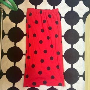 Vintage 1980s Helium Red Skirt with Black Polka Dots